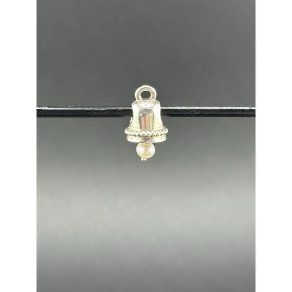 Genuine Pandora Wedding Bell Real Pearl Dangle Charm ALE 925 #790517P RARE - Picture 2 of 4